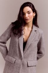 Slowlove Abrigo blazer de espiga Estampado gris