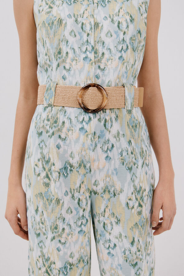 Cortefiel Mono con cinturón Estampado verde