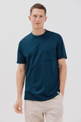 Cortefiel Camiseta lisa slub Azul marino