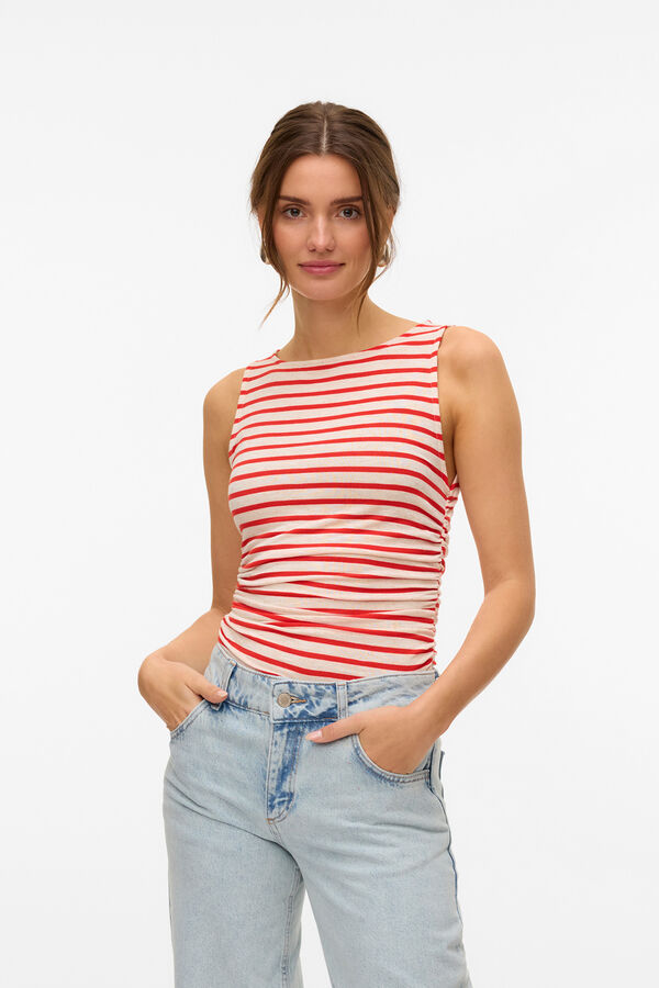 Vero Moda Top ajustado con fruncidos Gris