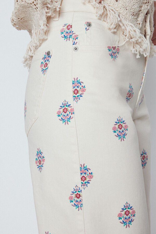 Slowlove  Cal&ccedil;as Palazzo estampado Ecru