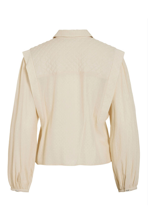 Vila Blusa de viscosa con detalles l&uacute;rex Beige