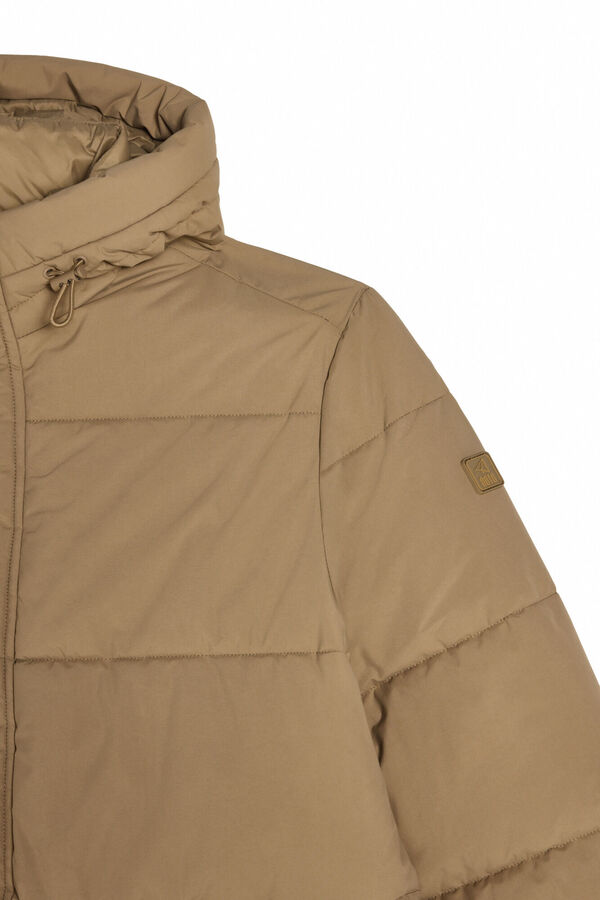 OOTO Casaco comprido acolchoado fecho-éclair Tostado