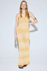 Slowlove Vestido punto calado halter Amarillo