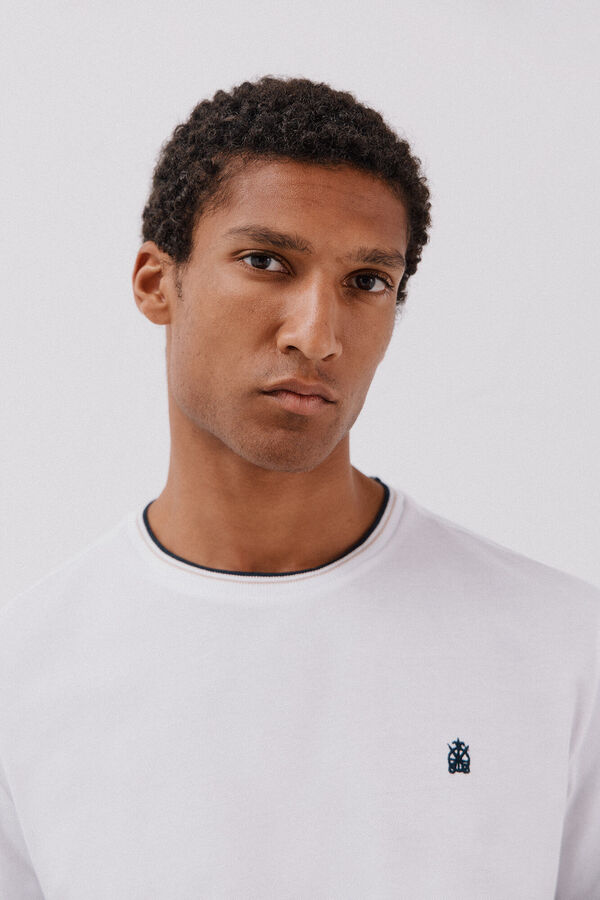 Cortefiel Camiseta com pontas de piqu&eacute; Branco