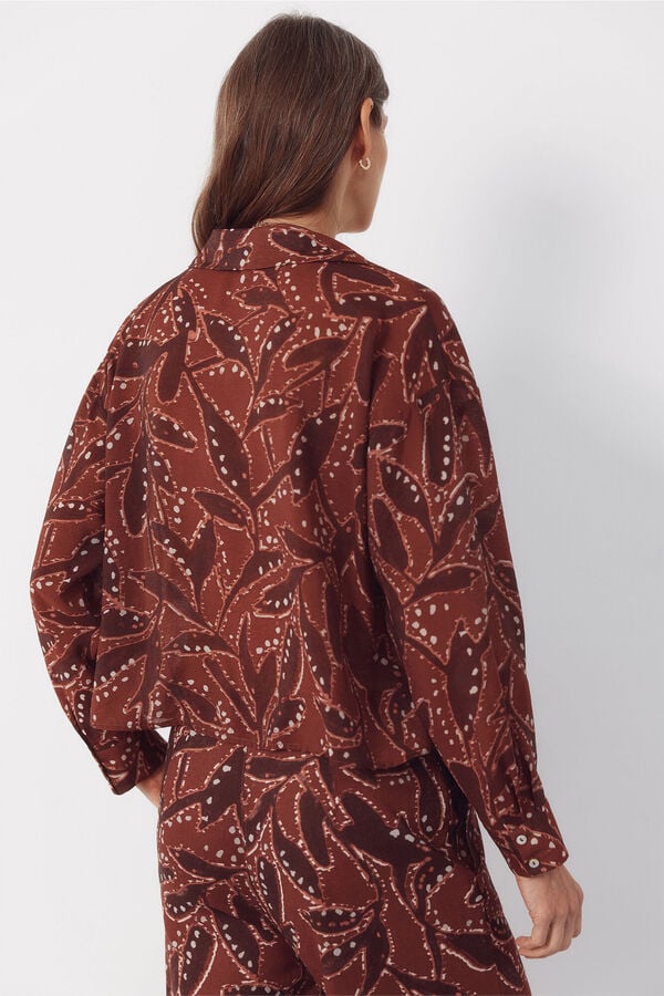 Cortefiel Camisa estampada Castanho