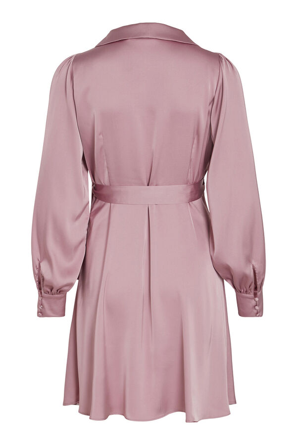 Vila Vestido satinado de manga larga Marr&oacute;n