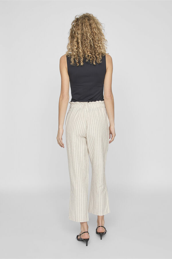 Vila Pantal&oacute;n largo ancho con rayas Marr&oacute;n