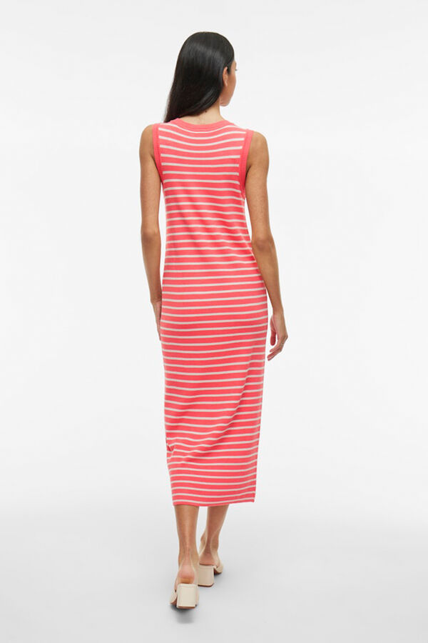 Vila Vestido midi punto con viscosa Rosa