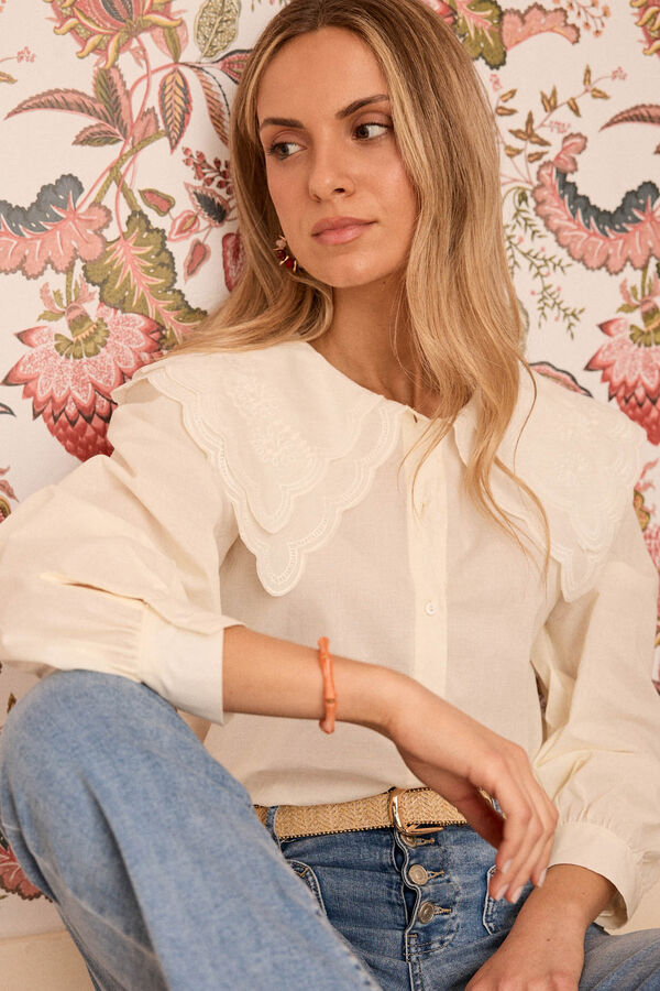 Pol&iacute;n Et Moi Camisa gola &iacute;ris Tostado