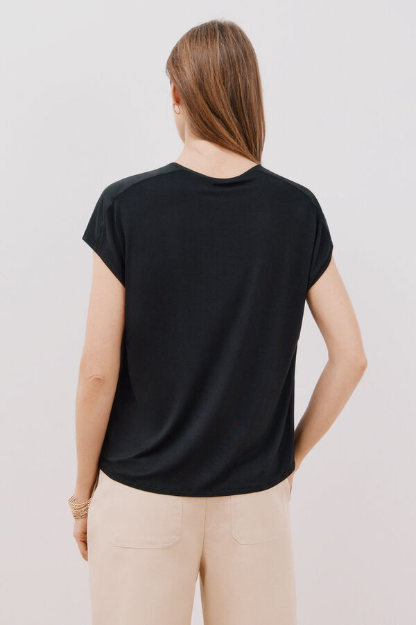 Cortefiel Top combinado acetinado Preto