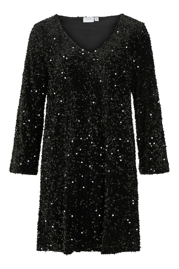 Vila Vestido curto com lantejoulas Preto