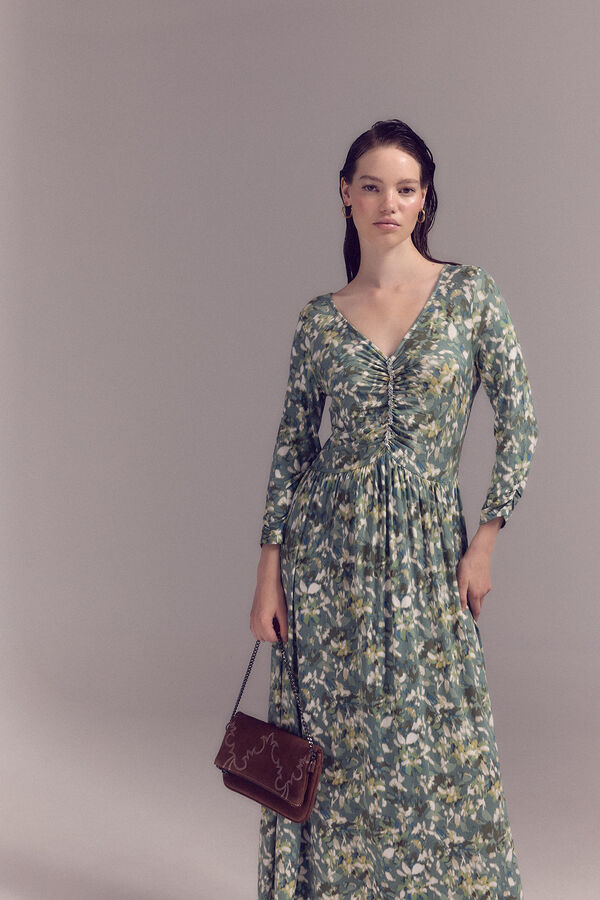 Slowlove Vestido punto estampado frunce Multicolor