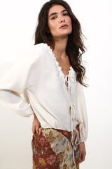 Slowlove Blusa com la&ccedil;adas Branco