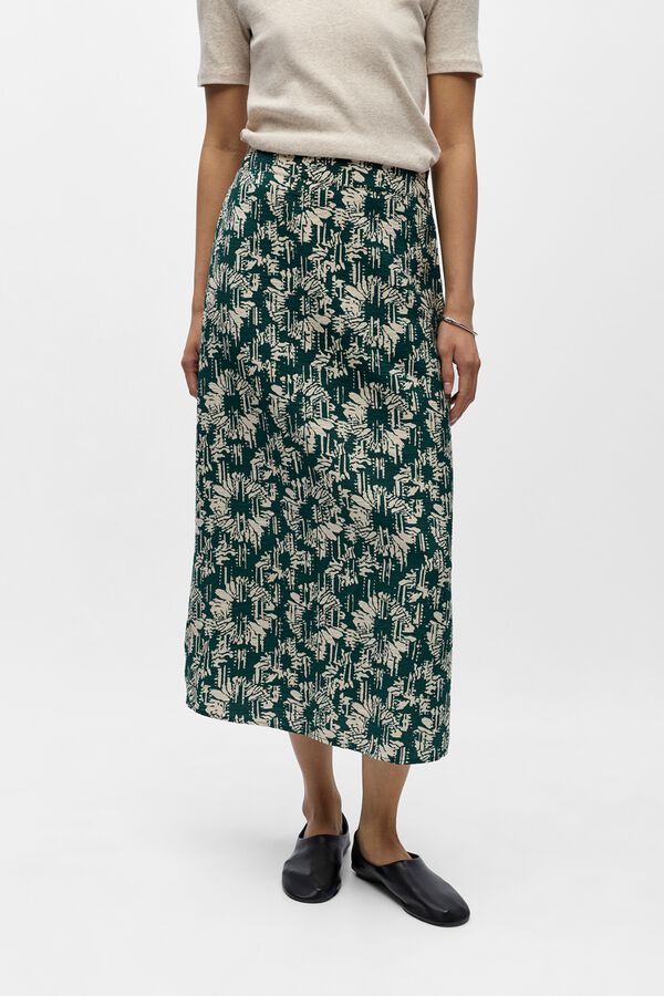 Object Falda midi estampada Turquesa