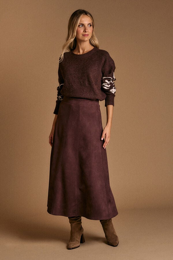 Pol&iacute;n Et Moi Jersey bordado manga Marcela Marr&oacute;n oscuro