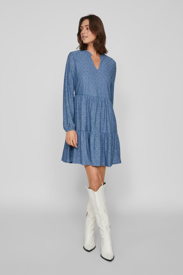Vila Vestido troquelado Azul
