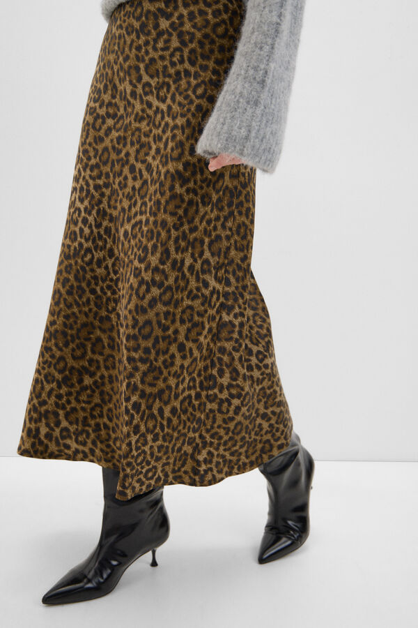 Cortefiel Falda midi satinada Multicolor