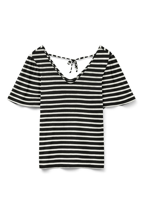 Vero Moda Camiseta de rayas con mangas acampanadas Negro
