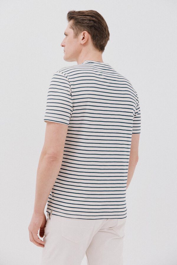 Cortefiel Camiseta rayas slub Marfil