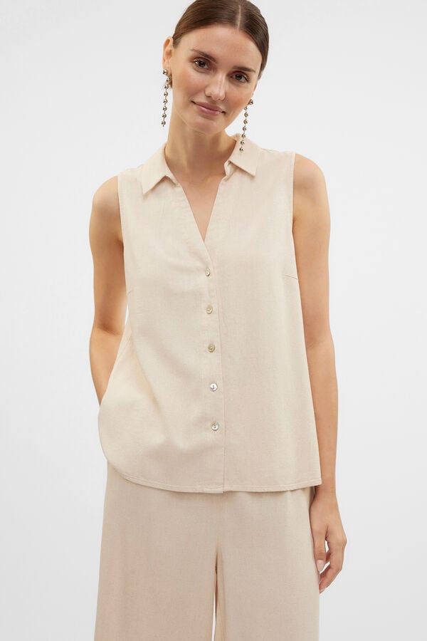 Vero Moda Top flu&iacute;do com gola em bico Cinzento