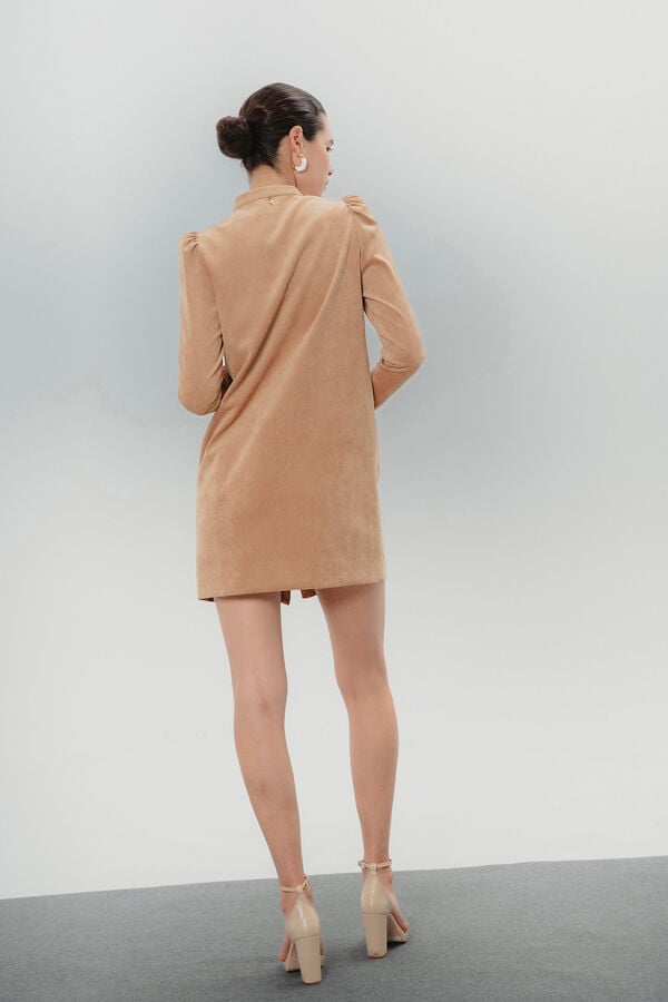 Dolores Promesas Vestido curto com babados camel Tostado