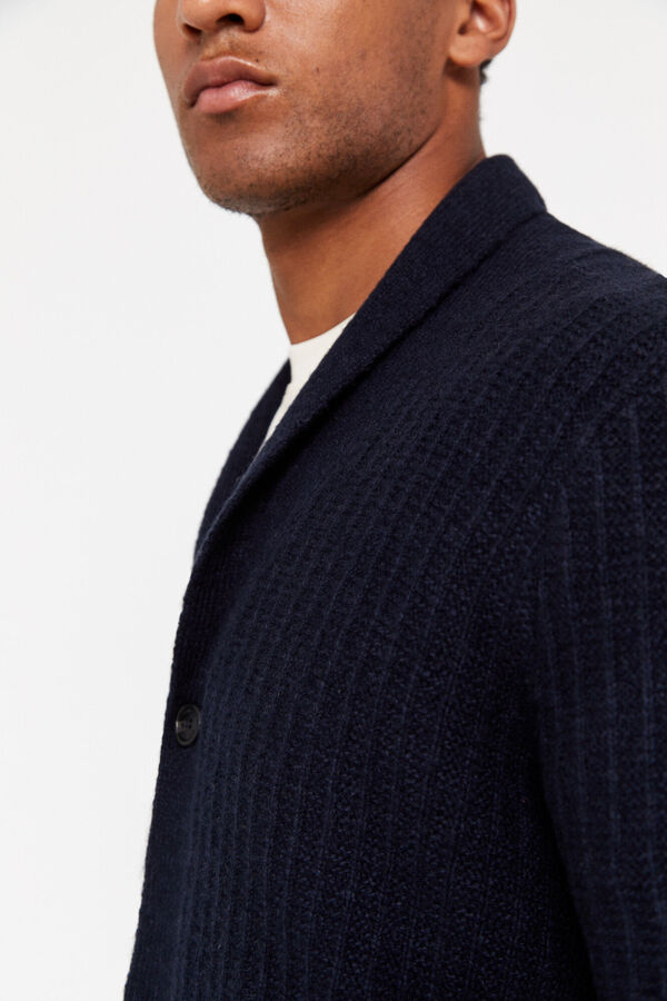 Cortefiel Cardigan con lana estructura cierre botones Azul marino