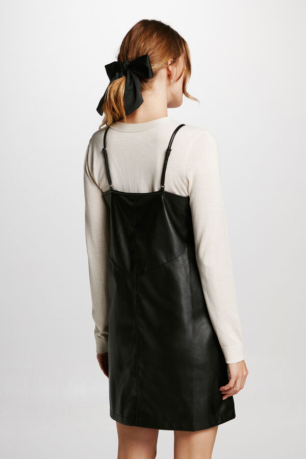 Vila Vestido corto efecto piel Negro