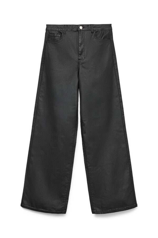 Vero Moda Curve Cal&ccedil;a largas com efeito couro Preto