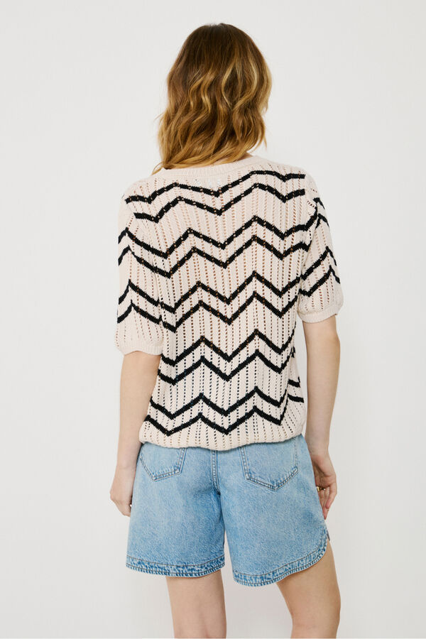 Vila Top de punto calado de algodón Gris