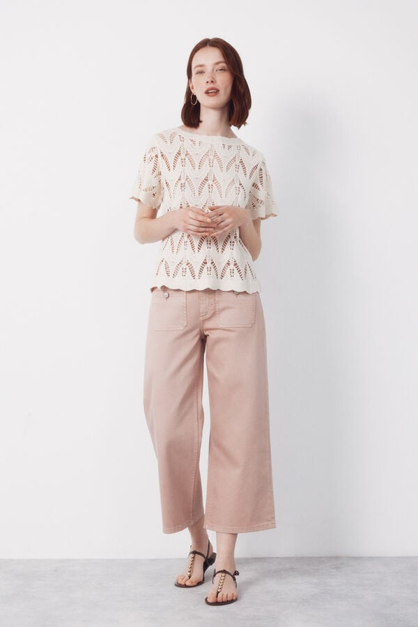 Cortefiel Top crochet Blanco