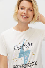 Cortefiel Camiseta Perfectos Imperfectos Blanco