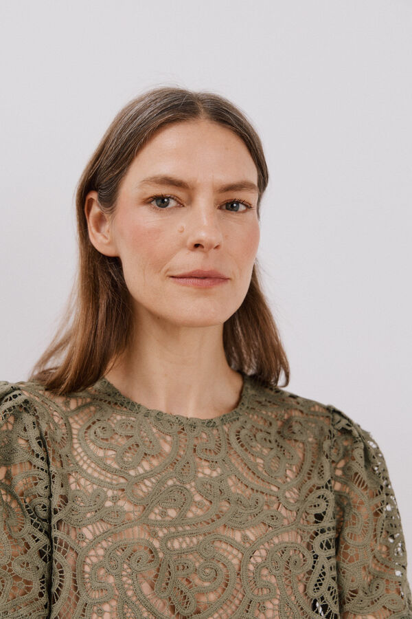 Cortefiel Top guipur Kaki