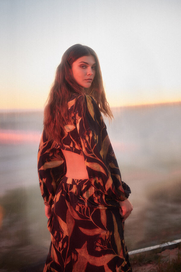 Slowlove Vestido estampado com aberturas Multicolorido