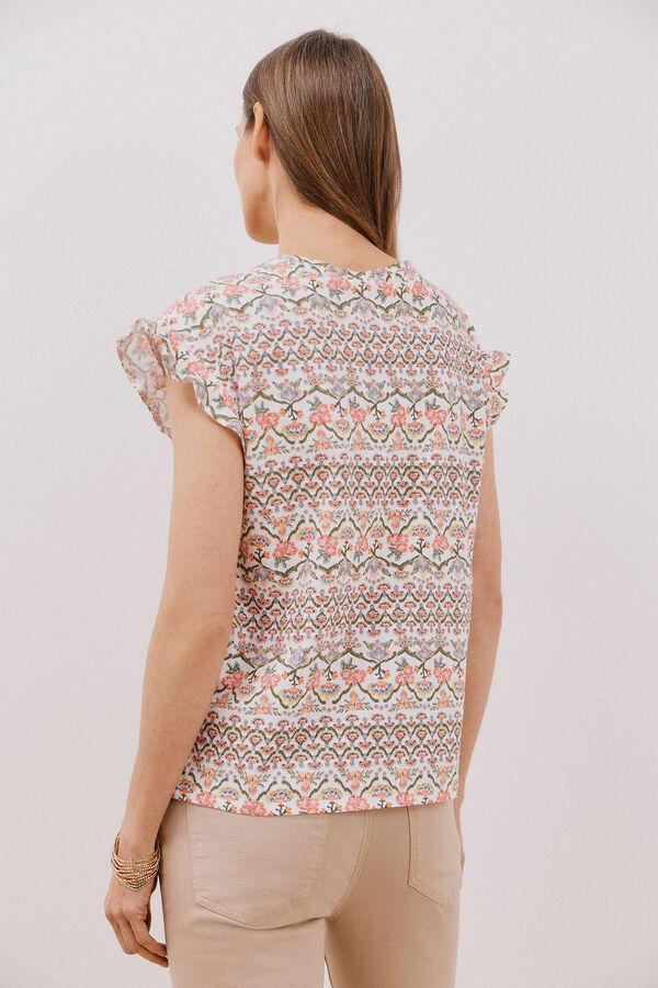 Cortefiel Camiseta básica volante Estampado blanco