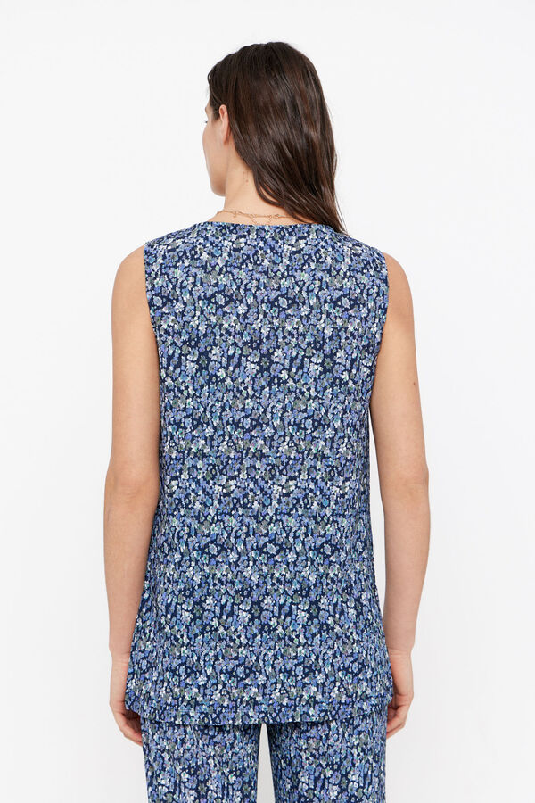Cortefiel Top con botones Estampado azul