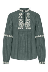 Vero Moda Camisa de manga larga detalles bordados Verde oscuro