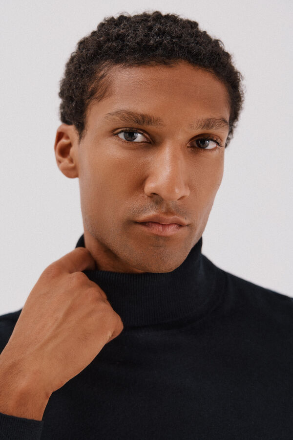 Cortefiel Jersey algod&oacute;n cashmere cuello alto Negro