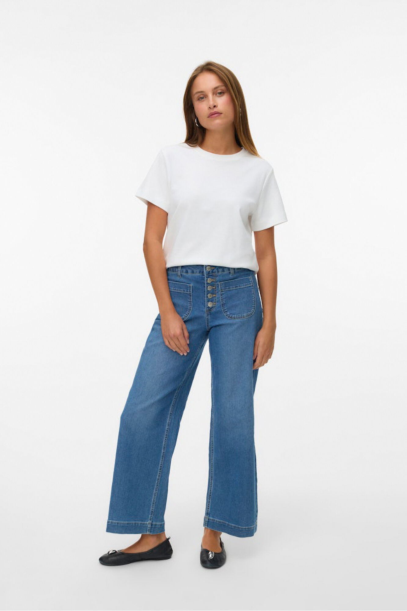 Vero Moda Vaqueros rectos bolsillos frontales