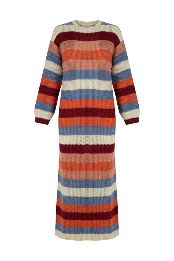 Slowlove Vestido punto rayas Granate