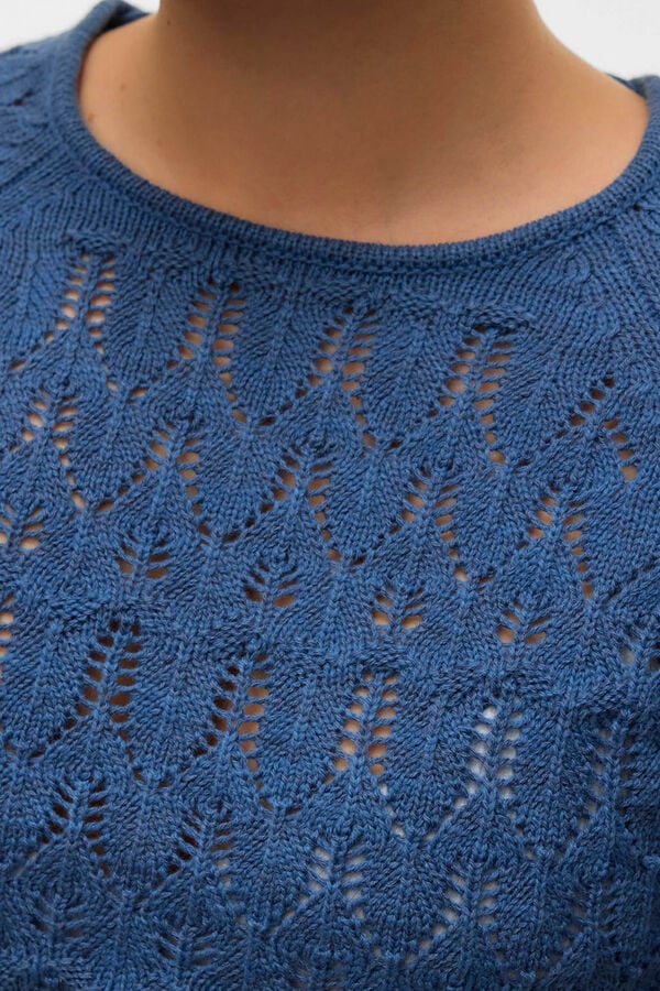 Vero Moda Camiseta de punto calado manga larga Azul marino