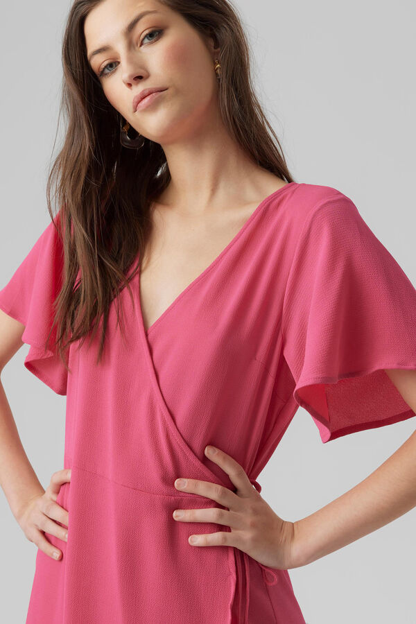 Vero Moda Vestido midi cruzado Rosa