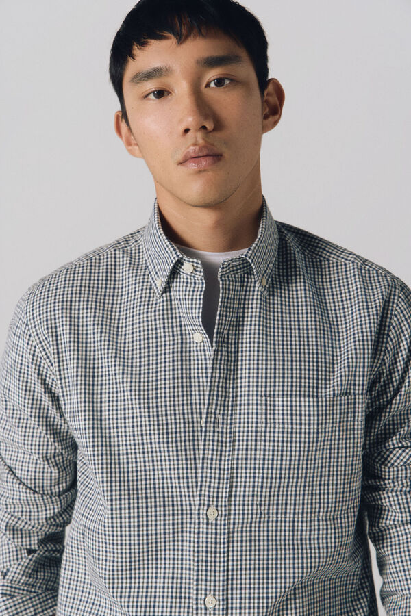 Cortefiel Camisa twill cuadros Verde oscuro