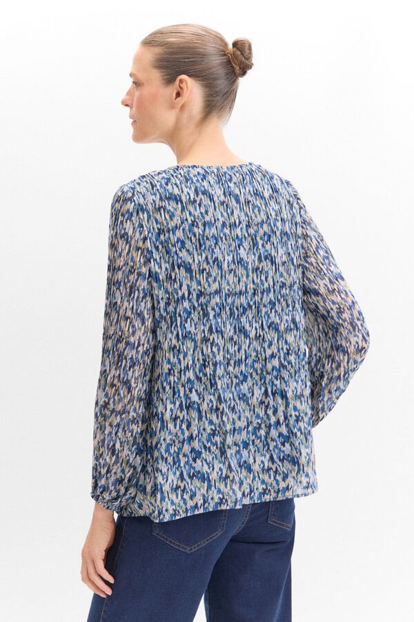 Cortefiel Blusa plisada estampada Estampado azul