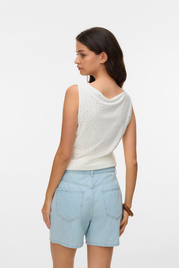Vero Moda Top sin mangas con calados Blanco