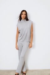 Vila Top de malha com lurex Cinzento