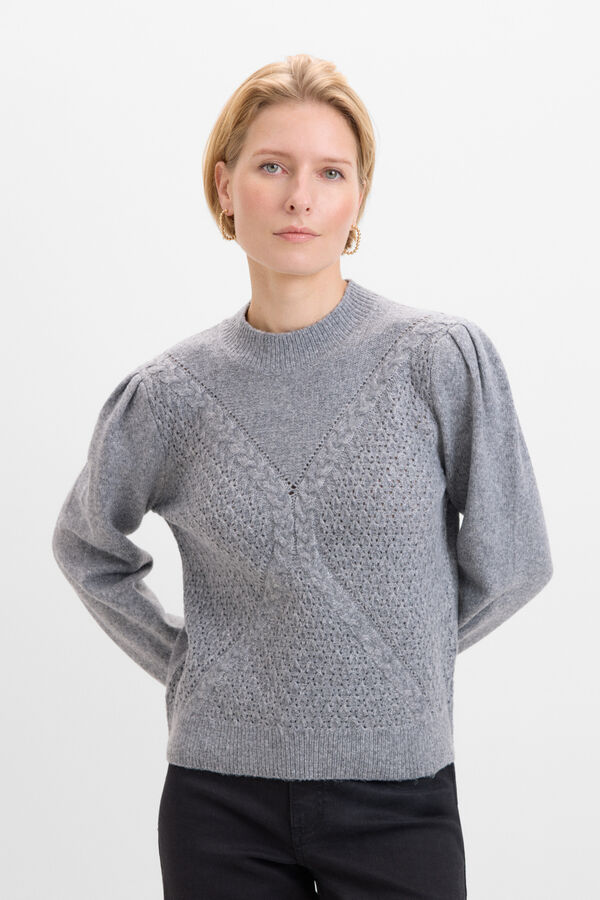 Cortefiel Jersey ochos y calados Gris