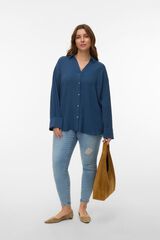 Vero Moda Curve Camisa de manga larga talla grande Azul marino