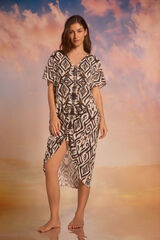 Cortefiel Caft&aacute;n estampado Estampado blanco