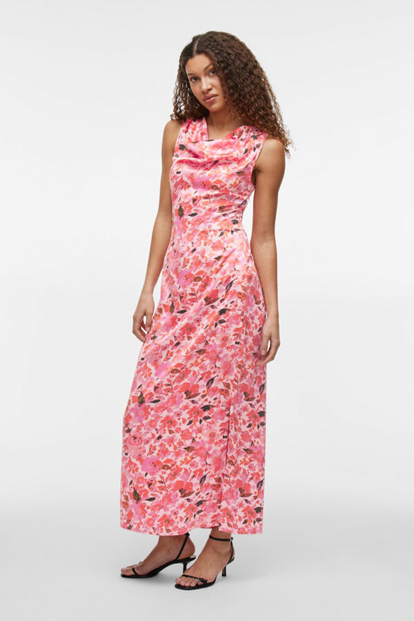 Vila Vestido de fiesta midi estampado Rosa